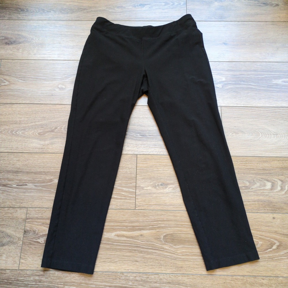 Eileen Fisher Crop Leggings Black Stretch Viscose Nylon Pull On Slim Pants S